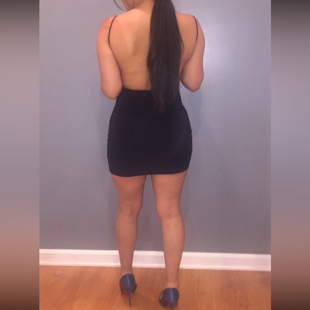 Classic Black Backless Mini Dress - Women